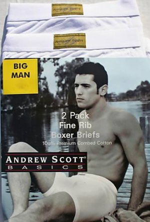 NEW Andrew Scott Boxer Briefs 2 pack Sz 6XL 6X 62-64 Big Tall Mens Clothing 33201-2