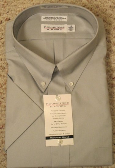 New Dress Shirt Gray Short Sleeve Size 18.5 Big Men's Clothing 922671 5