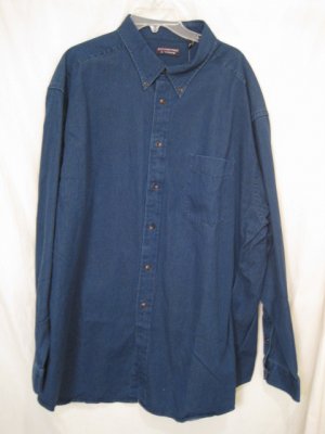 Indigo Denim Button Down Shirt Long Sleeve 3X 3XL 3XB Big Tall Mens Clothing 938211