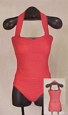 New Red 2 Pc Tank Halter Swim Suit Swimsuit Size 8 Misses Clothing 490141