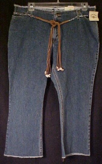 New Zena Frayed Denim Jeans Capris Pants Belt Size 22 22w Plus Size Women Clothing 490061