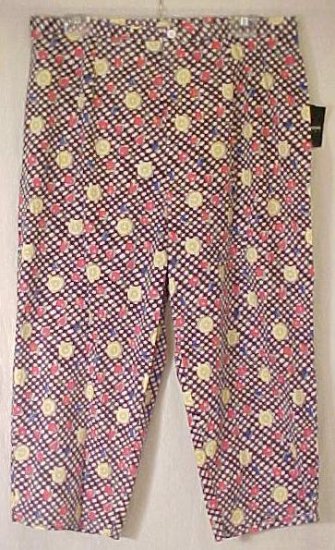 New Black White Fruity Capri Crop Pants Size 1x 18 20 Plus Size Women Clothing 490021-2