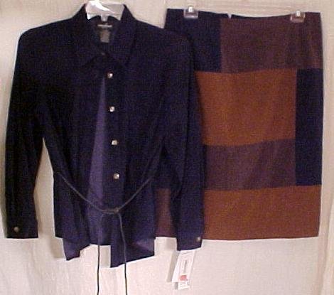 New 2pc Blouse Top Jacket Skirt Suit Navy Size 14 Misses Fashions For Her 400131