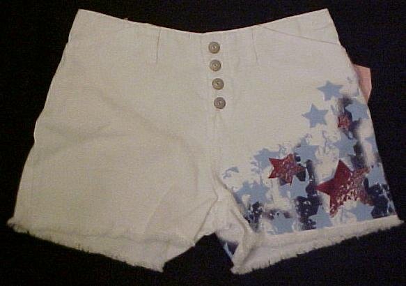 New White Denim Jean Star Shorts 14.5 14+ Girls Plus Size 400261