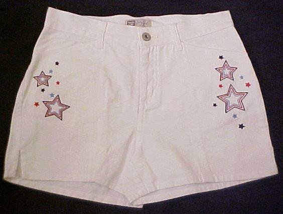 New White Denim Jean Embroidered Shorts Sz 14.5 14+ Girls Plus Size 400291