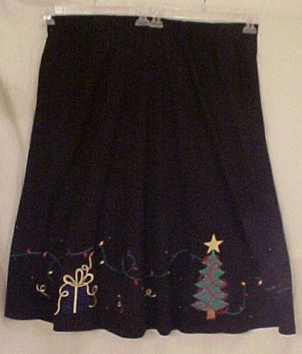 New Black Christmas Skirt Tree Present Lights Size 3X Plus Size Women Clothing 400541