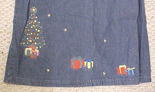 New Denim Winter Christmas Tree Long Skirt Size 16 Misses Clothing 400561