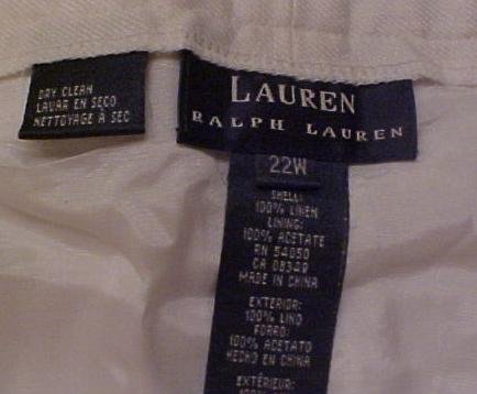 New Ralph Lauren White Linen Pants 22W Plus Size Women Clothing 400741
