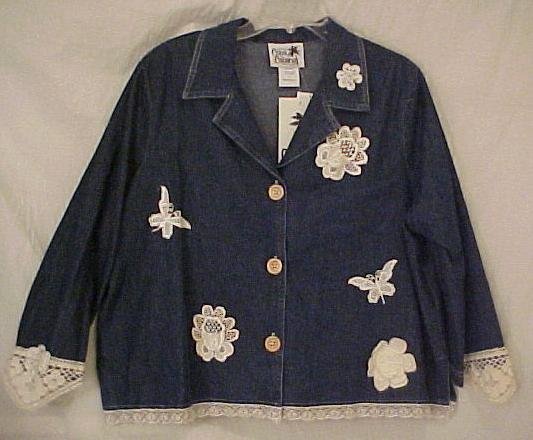 New 2pc Crochet Denim Jean Dress Jumper Jacket 1X 14W 16W Plus Size Women Clothing H811051