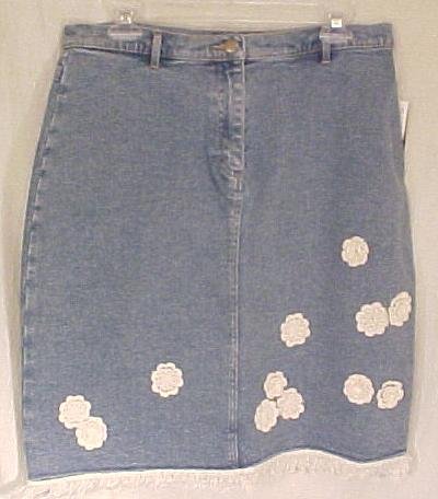 New Carole Little Sport Denim Jean Skirt Size 14 - 811121