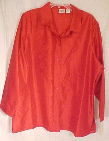 New Dressy Red Embroidered Blouse Size 20W 20 Plus Size Women Clothing 811191