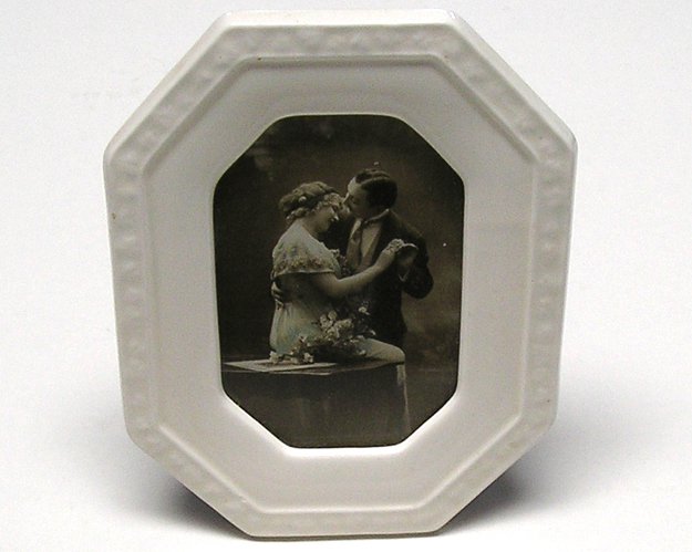 Framed Post Card From France, Love Postcard, Vintage French Shabby Chic Sepia Hand Colored, 1920's l