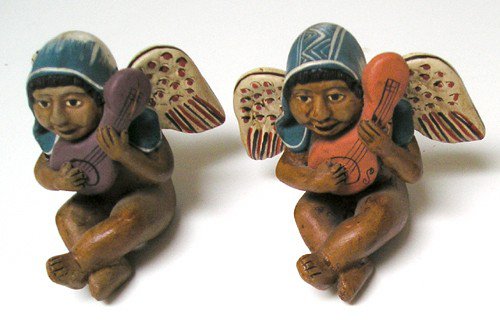 Peru Angels Ceramic Figurine Handmade, Individually Hand-Painted, early 1980s.