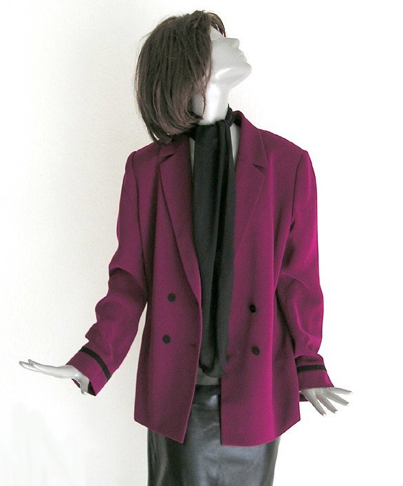 Retro Jacket, Vintage 1980s Jacket, Like New Suit, Dark Magenta Jacket, Size 10, Kasper.