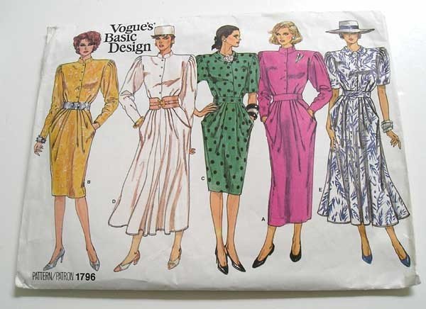 5 Versions of the same Dress in One Vogue Sewing Pattern 1796 Size 10 - New