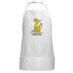Cat Attitude Long White BBQ Apron