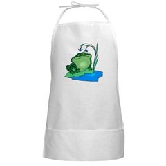 Frog BBQ Long White Cooking Grilling Apron