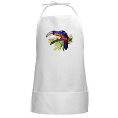 Tropical Bird White Long Grilling BBQ Apron