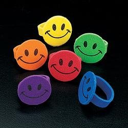 144 Foam Smile Face rings