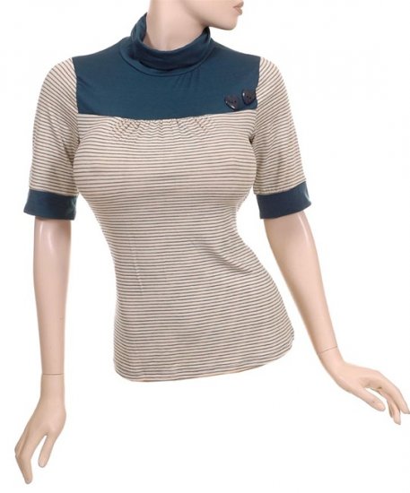 Teal Striped Super Cute Stretch Fit Japan Style Kawaii Indie Top