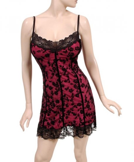 Romantic Red Lace Lingerie-Like Slip Dress