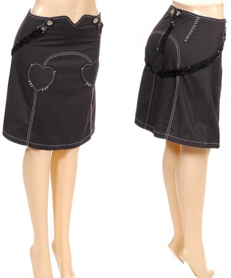 Black Heart Cyber Strapped Skirt