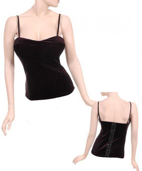 Velvety Black Back Tie Lace-Up Bustier Corset Top