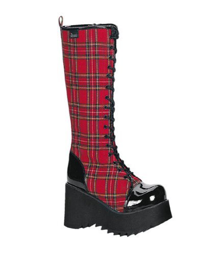 Red Plaid Platform Boots