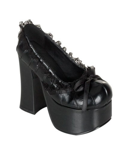 Lace Ribbon Chunk Heel Dolly Shoes