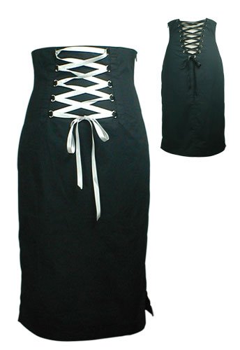 Gothic High-Waist Lace-Up Contrast Corset Skirt