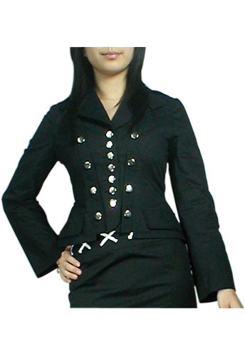 Fitted Lace-Up Corset Military Jacket Blazer