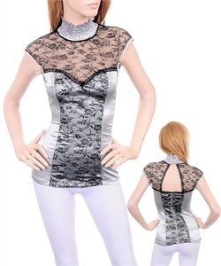 NEW Elegant Victorian Lace Shirt in Silver