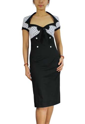 White Polka-Dot Pencil Skirt Dress