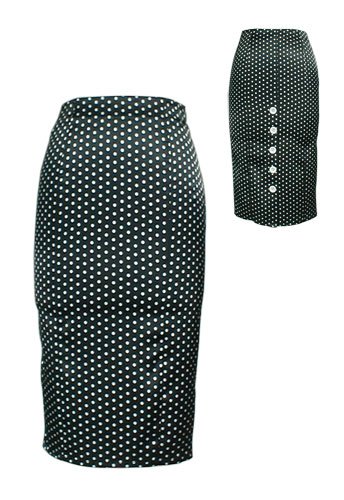 Black Sexy Polka Dot High-Waist Pencil Skirt
