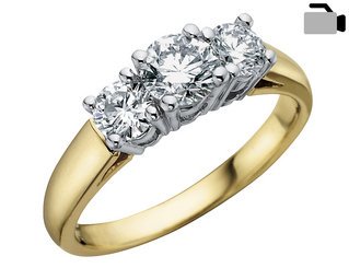Diamond Engagement Anniversary Three Stone Ring 1/2 Carat (ctw) in 14K Yellow Gold