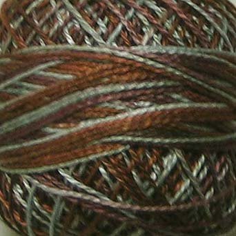 M73 Sage & Bark Pearl Cotton size 12 Valdani Variegated q1