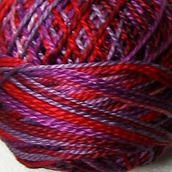 M76 Red Purple Frenzy Pearl Cotton size 8 Valdani Variegated q1