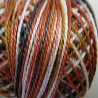 M802 Woodlands Pearl Cotton size 8 Valdani Variegated q1