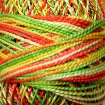 M8 Orange Kiwi Papaya Pearl Cotton size 8 Valdani Variegated q4