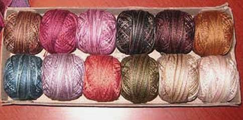 P0 Vintage Hues Sampler size 12 Pearl Cotton for Valdani q2