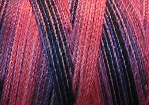 V103 Fuchsia Periwinkle Valdani 35wt 1080 yds Variegated Cotton Thread q1
