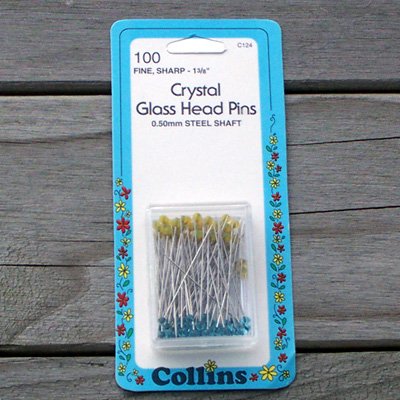 Crystal Glass Head Pins qty 100 - Collins C124 - q4