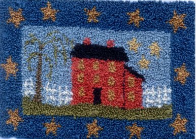 Saltbox On The Hill pattern for Punchneedle Embroidery by Brenda Gervais q1