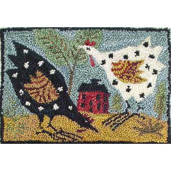 RP Chickens pattern for Punchneedle Embroidery by Hooked On Rugs q1
