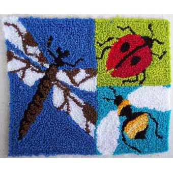 Three Bugs pattern for Punchneedle Embroidery by Hooked On Rugs q2