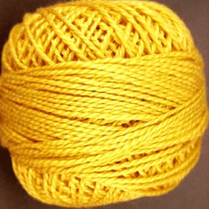 212 Bright Rich Yellow Pearl Cotton size 8 Valdani Solid color q1