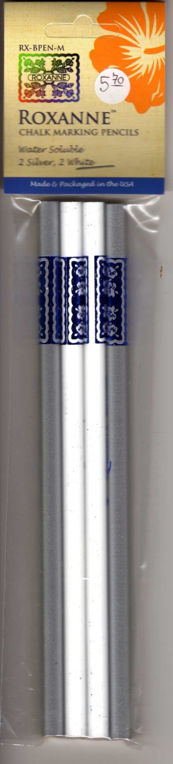 Quilters Choice White & Silver Chalk Marking Pencils by Roxanne 4 per package q2