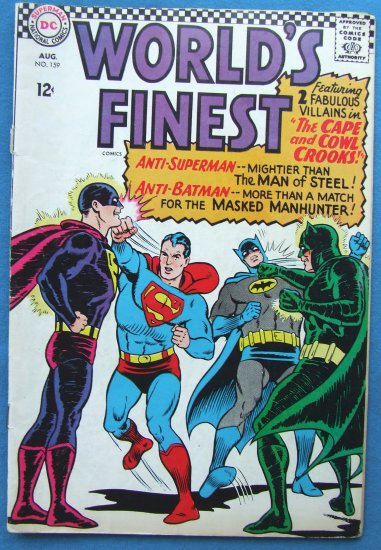 WORLD'S FINEST SUPERMAN & BATMAN NO 159 AUGUST 1966 DC COMICS