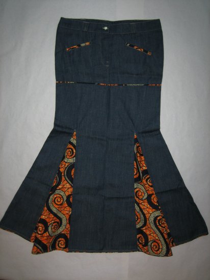 Extra flare long jeans skirt (o)