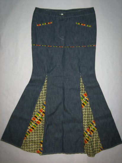 Extra flare long jeans skirt (r)